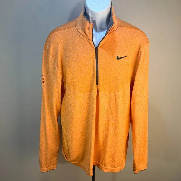 Nike Golf Men's orange w/ gray trim Modern Fit 1/2 zip pullover shirt Jacket L - Picture 2 of 7